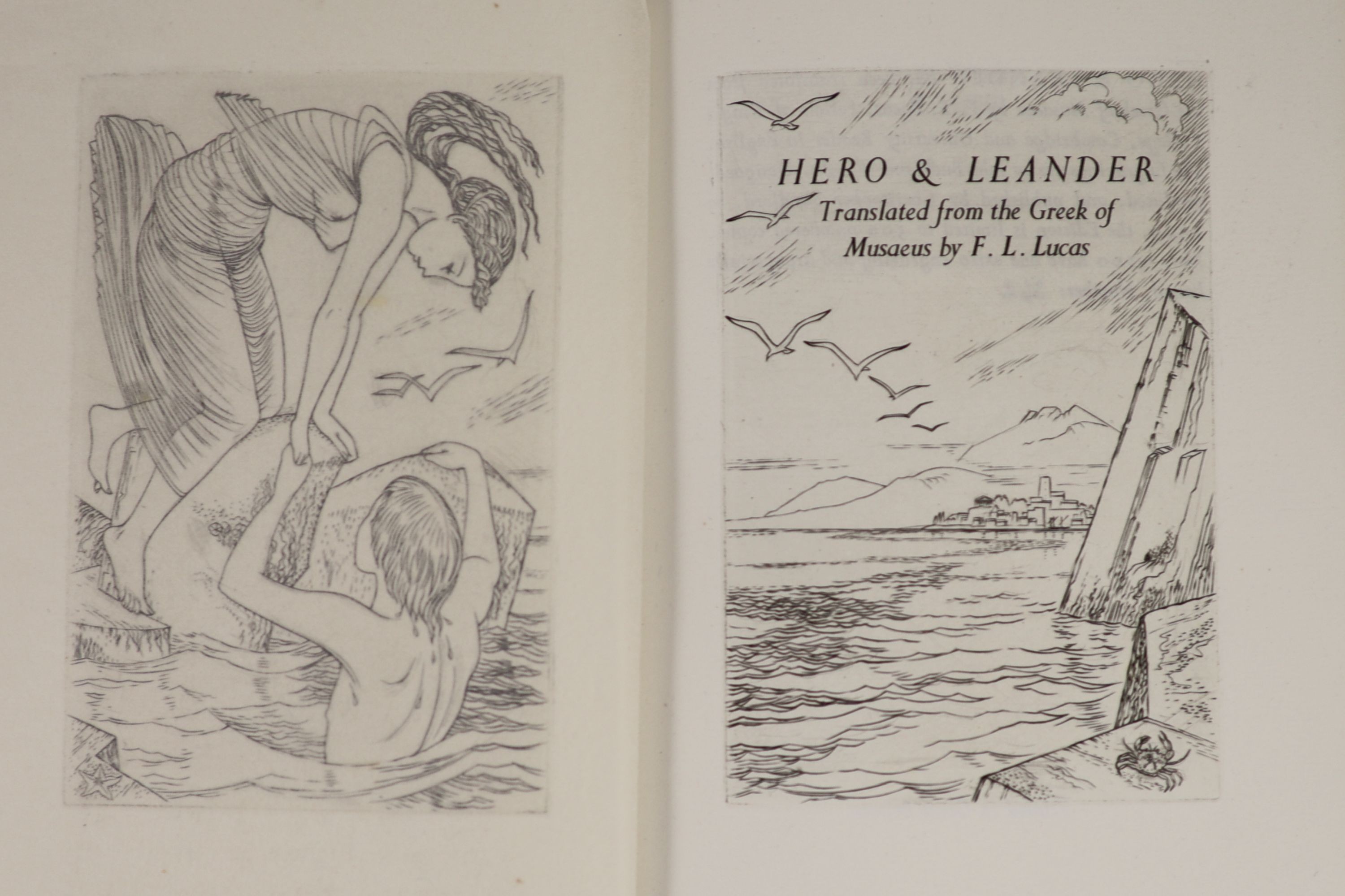 Golden Cockerel Press - Waltham Saint Lawrence, Berkshire - Appolonius of Tyre - Historia, translated by Paul Turner, one of 300, illustrated by Mark Severin, 1956 and Musaeus - Hero and Leander, translated by Paul Turne